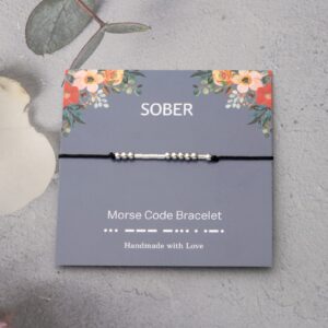 ENSIANTH Sober AF Bracelet Sober Gift Morse Code Bracelet Recovery Gift Sobriety Bracelet New Beginnings Gift (MC sober bra)