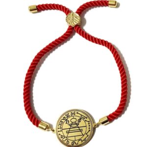 The Secret Seal Of Solomon + 72 names of God kabbalah King Solomon seal Coin Bracelet Red