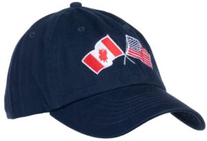 ann arbor t-shirt co. canadian american flag hat - canada usa friendship, maple leaf america dad baseball pin cap for men & women - (navy)