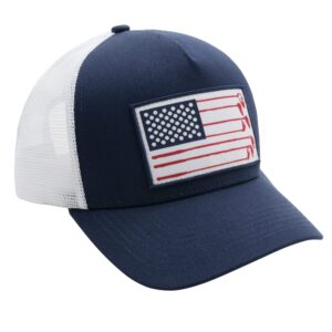 American Golf USA Flag Trucker Hats Lucky Golfing Mens Cap Embroidered Patch Mesh Back Snapback Hat - Great Gifts for Golfer (Navy)