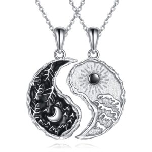 AXELUNA Yin Yang Necklace Sterling Silver Matching Couples Friendship Necklace Jewelry For Women Men Gift