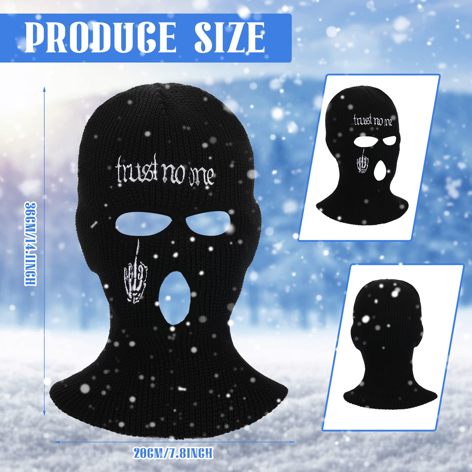 Winter Ski Mask for Men 3 Hole Balaclava Face Mask Full Face Mask Knitted Ski Mask Beanie Full Face Cover for Men Women Sport (Black)