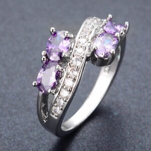 Set Fine Luxury Ring Spinel Sparkling Jewelry for Women Blue Delicate Set Jewelry Rings Costume Jewelry Rings (Purple, 08)