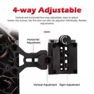 Ruiqas Aluminum Alloy Compound Bow Sight 5 Pins 0.019'' Bow Sight with Sight Light Archery Accessory