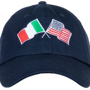 Ann Arbor T-shirt Co. Italian American Flag Hat - Italy USA Friendship, Italiano Italia America Baseball Dad Hat for Men Women - (Navy)