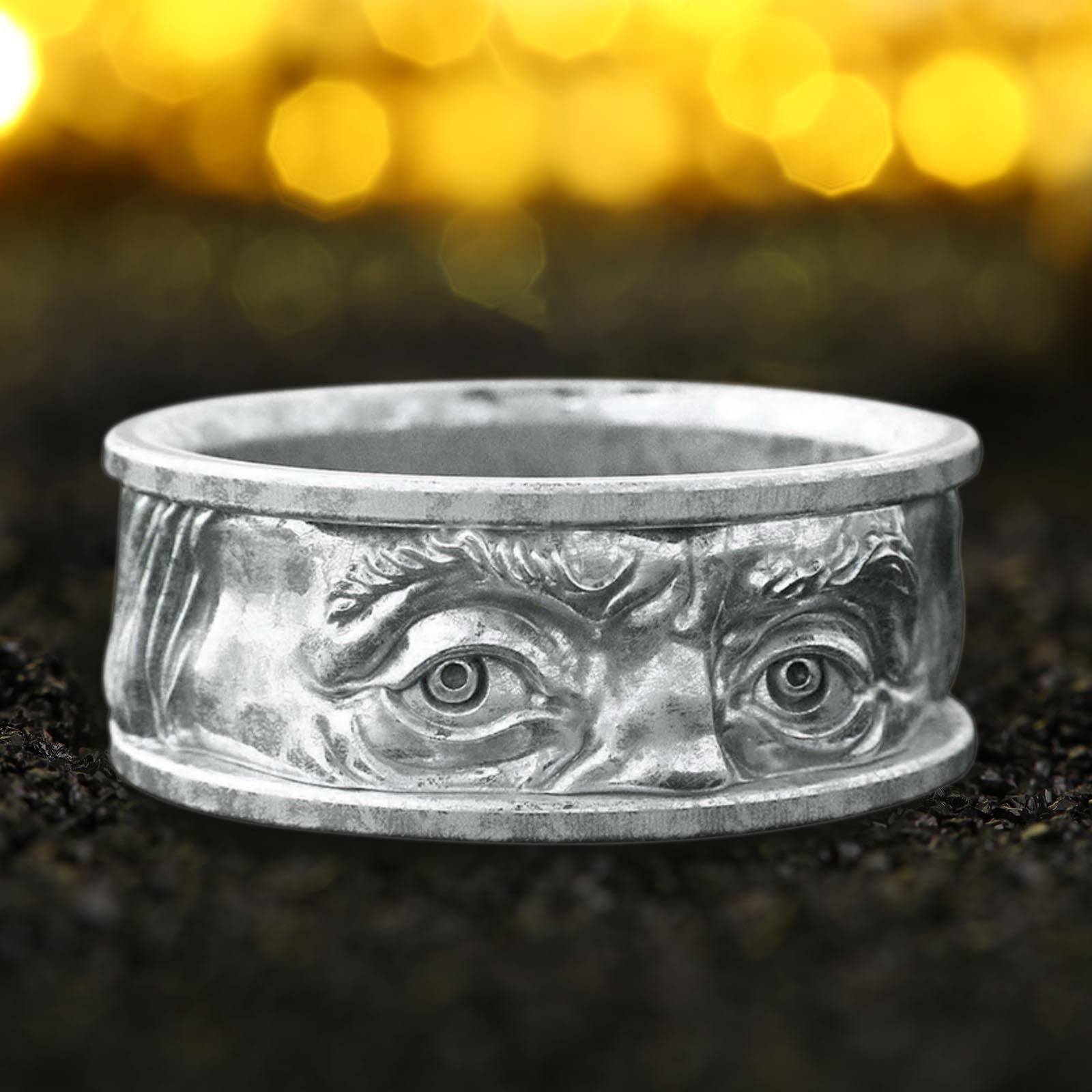 Gaze Eyes European Finger Ring American Double and Personalized Engraved Jewelry Ring Creative Embossed Selling Eyes Rings Cute Glasses Ring (9), Stainless Steel