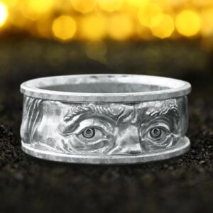 Gaze Eyes European Finger Ring American Double And Personalized Engraved Jewelry Ring Creative Embossed Selling Eyes Rings Cute Glasses Ring (Silver, 12)