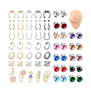 IRONBOX Fake Nose Ring Magnetic Nose Ring Faux Magnetic Septum Nose Ring Studs Hoops Fake Nose Piercings Nose Cuffs Magnet Faux Pretend Nose Ring