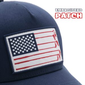 American Golf USA Flag Trucker Hats Lucky Golfing Mens Cap Embroidered Patch Mesh Back Snapback Hat - Great Gifts for Golfer (Navy)