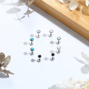 IRONBOX 20G Surgical Steel Stud Earrings for Women Men CZ Heart Star Moon Butterfly Flat Back Earrings Multipack Cartilage Earrings Stud Hoops Tragus Daith Helix Piercing Jewelry Silver