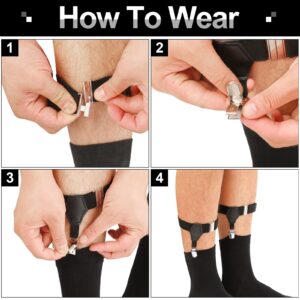 Eurzom 4 Pack Men's Sock Garters Men's Sock Suspenders Sturdy Clip Adjustable Sock Garters Belt for Men One Size