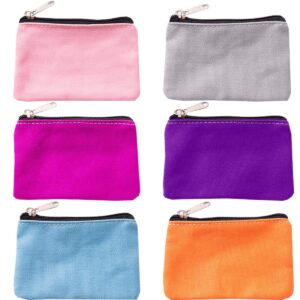 happydaily 6 pack canvas zipper bags small makeup bags lipstick cosmatic organizer small storage pouch carrying purse (pink/hotpink/sky blue/purple/orange/grey, small (3.1'' x 5.1'')) (hd274)