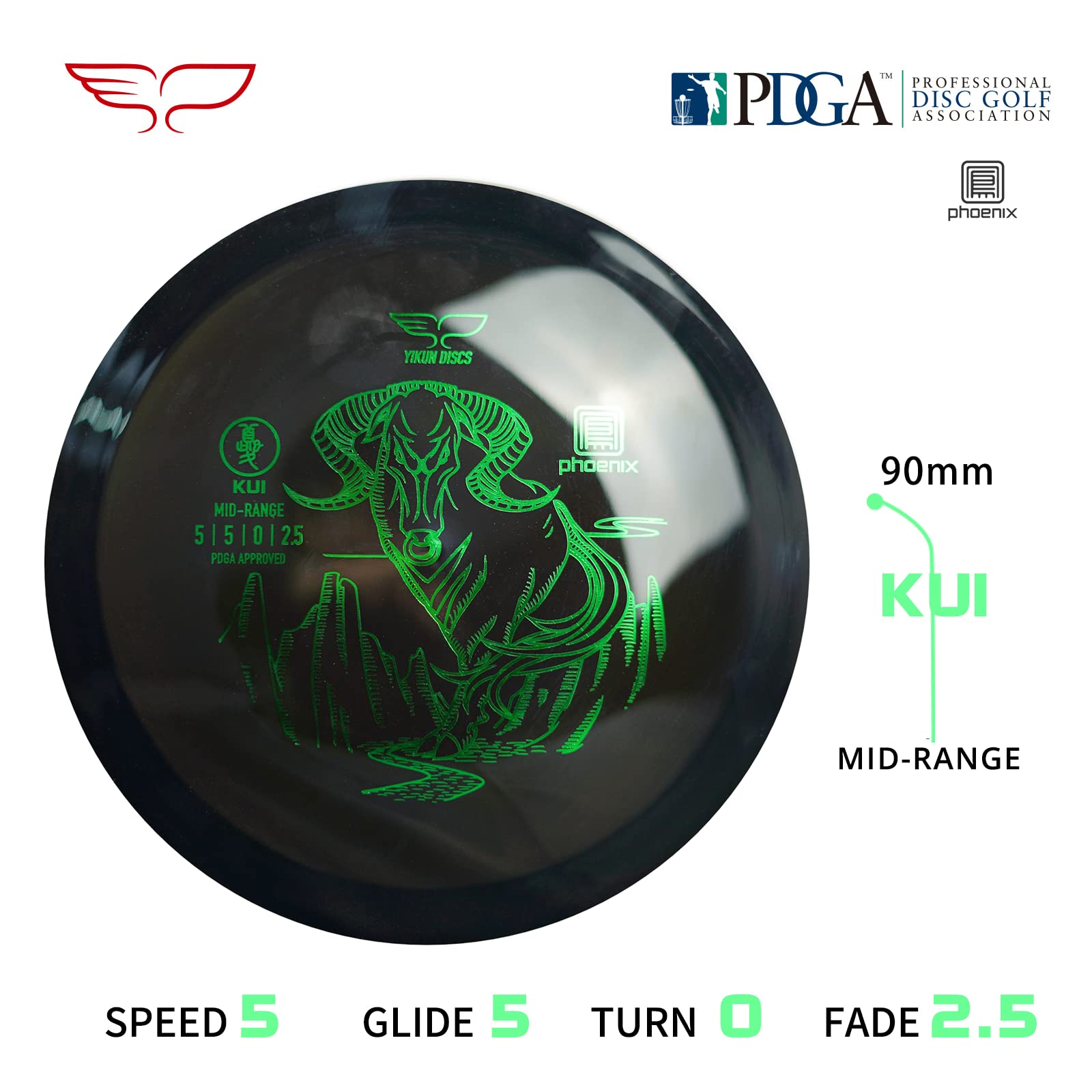 Yikun Disc Golf Mid Range | Professional PDGA Approved Golf | Stable Discs Golf Midrange | 170-175g | Versatile Golf Disc Perfect for Outdoor Games and Competition