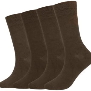 BampooPanPa Men's Max Cushioned Crew Socks, 4 Pair Comfortable Crew Men Socks, Seamless Stretchy Casual Sports Socks, Brown(4 Pairs),9-11