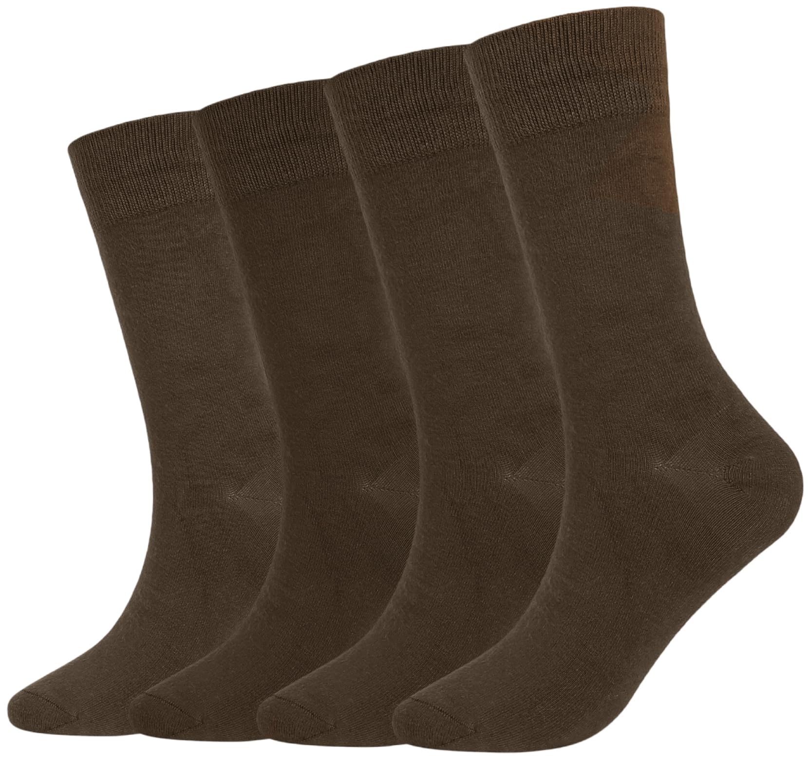 BampooPanPa Men's Max Cushioned Crew Socks, 4 Pair Comfortable Crew Men Socks, Seamless Stretchy Casual Sports Socks, Brown(4 Pairs),9-11