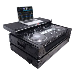 ProX Live Performance Gear ATA Style Flight Case for Pioneer DDJ-REV7 DJ Controller with Laptop Shelf Wheels and 1U Rackspace Black Finish