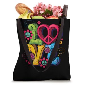 Love Peace Symbol Flower Power Hippie Floral Peace Sign Tote Bag