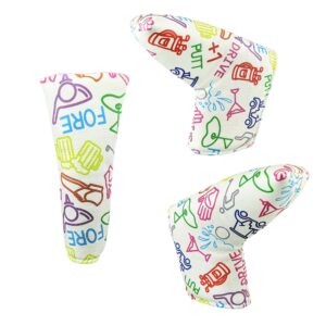 Foretra - Limited Edition Golf Icons Pattern Putter Headcover Quality PU Leather Magnetic Closure for Blade Style Putters