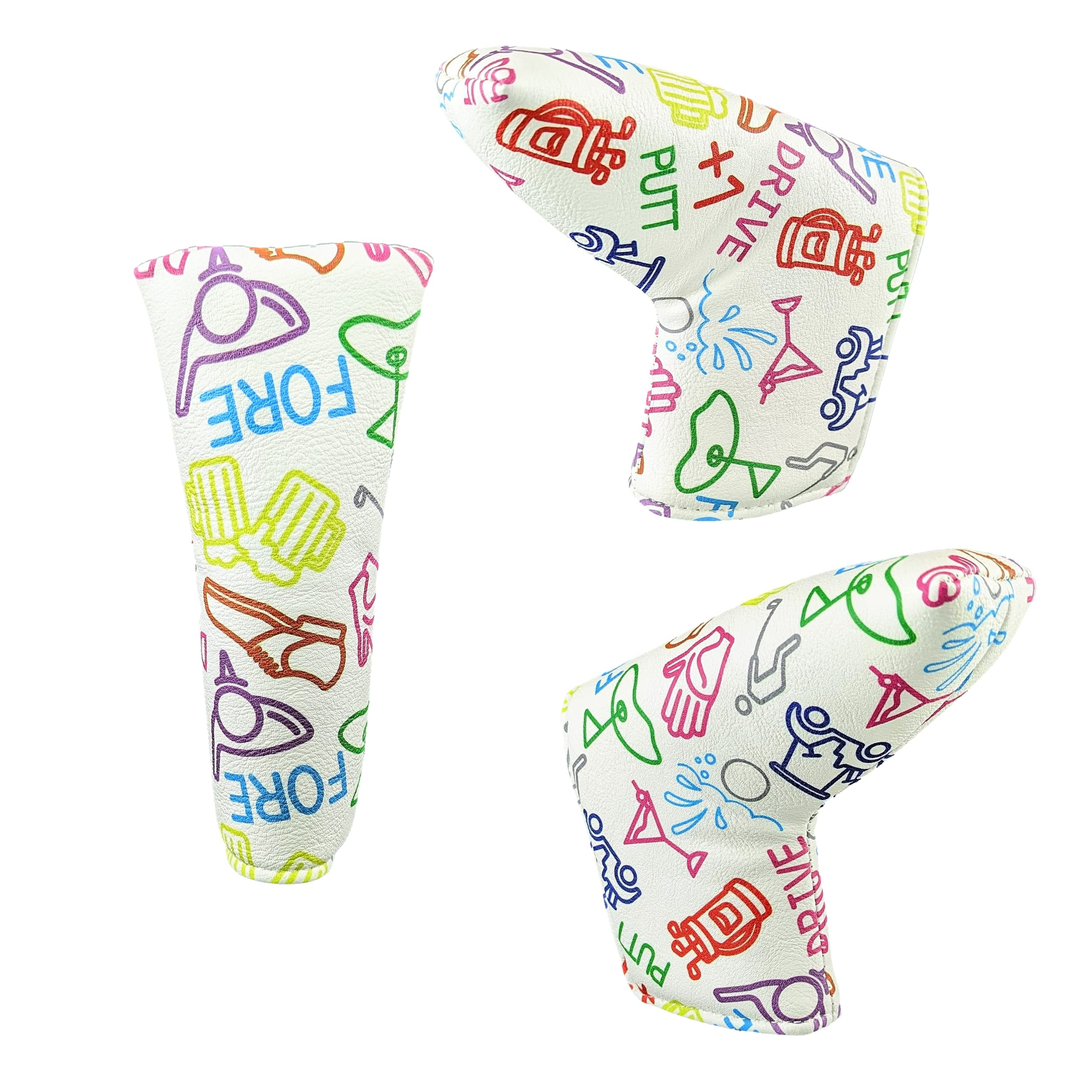 Foretra - Limited Edition Golf Icons Pattern Putter Headcover Quality PU Leather Magnetic Closure for Blade Style Putters