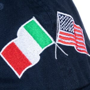 Ann Arbor T-shirt Co. Italian American Flag Hat - Italy USA Friendship, Italiano Italia America Baseball Dad Hat for Men Women - (Navy)