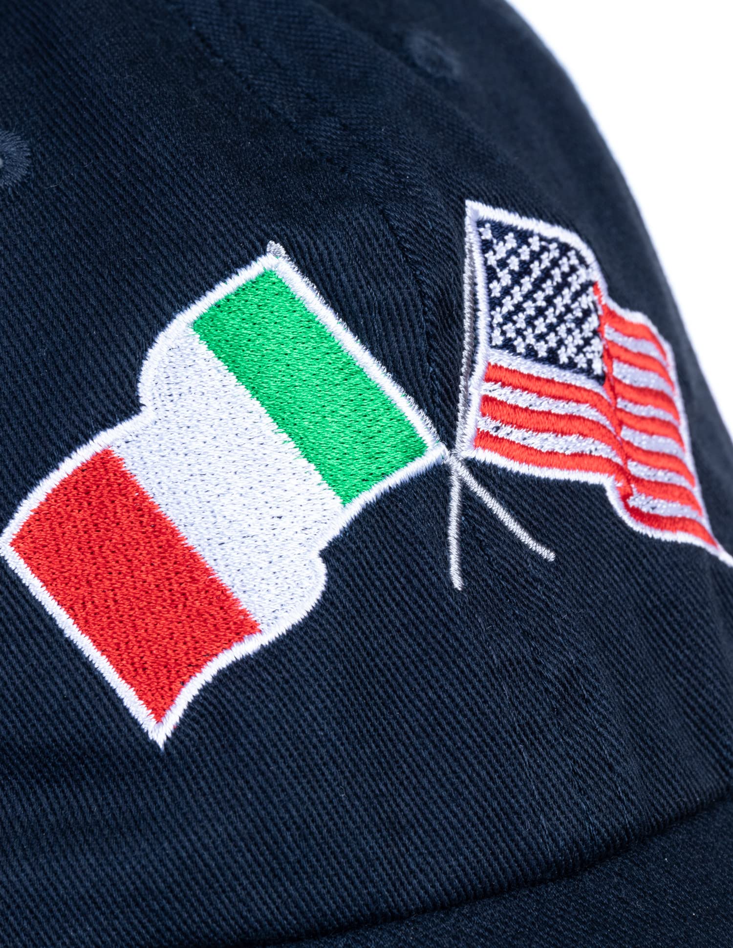 Ann Arbor T-shirt Co. Italian American Flag Hat - Italy USA Friendship, Italiano Italia America Baseball Dad Hat for Men Women - (Navy)