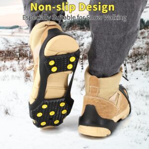 Xproutdoor Non-Slip Ice Cleats Snow Grips, Strong Traction Crampons 11 Steel Studs, for Shoes and Boots, Snow Ice Walking, Medium