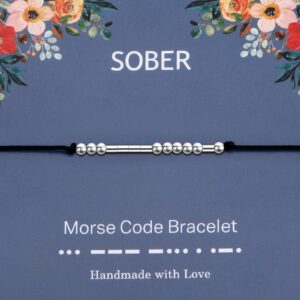 ensianth sober af bracelet sober gift morse code bracelet recovery gift sobriety bracelet new beginnings gift (mc sober bra)