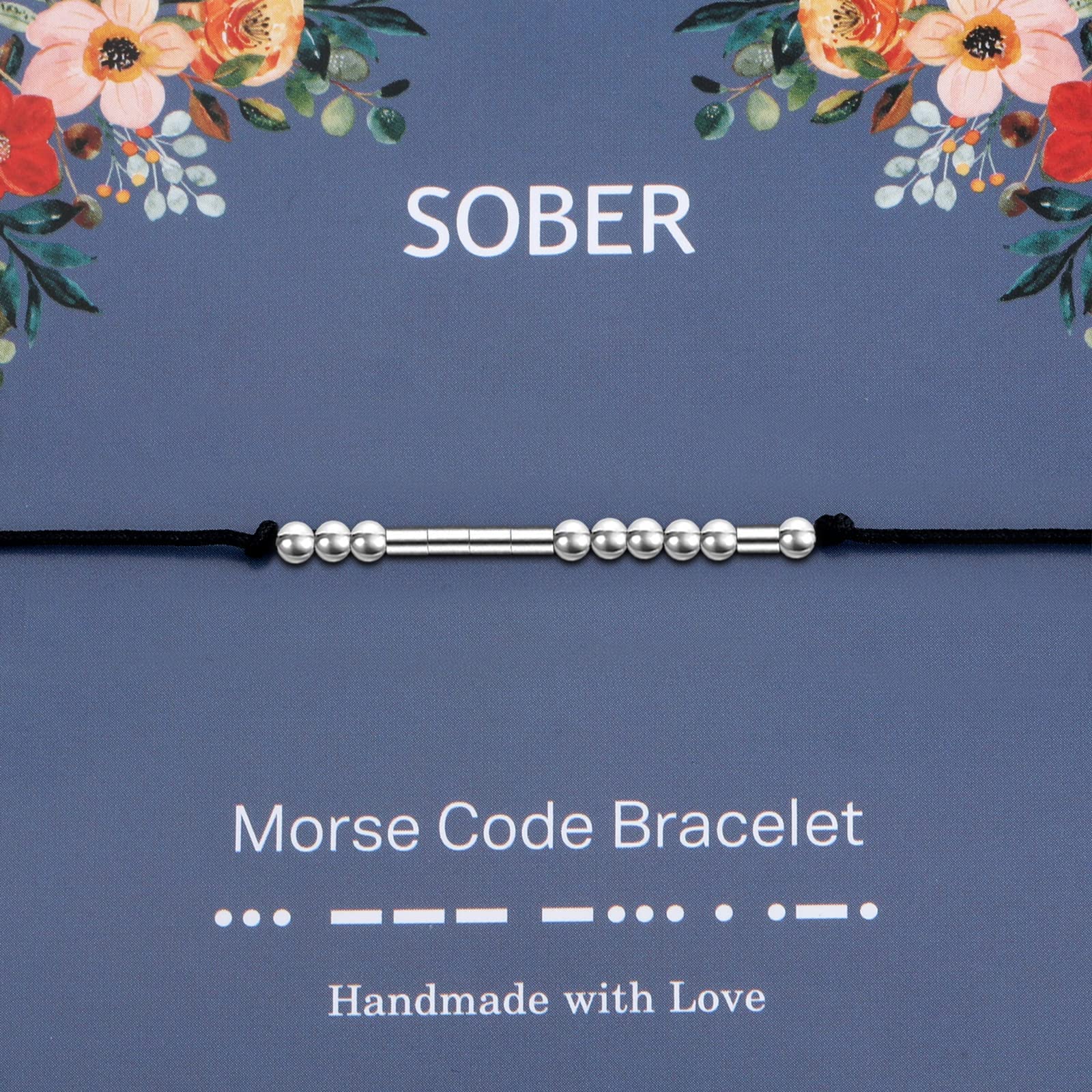 ENSIANTH Sober AF Bracelet Sober Gift Morse Code Bracelet Recovery Gift Sobriety Bracelet New Beginnings Gift (MC sober bra)