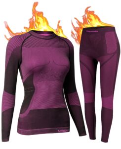 uniquebella womens thermal underwear, thermal base layers women - ski wear ladies compression athletic long johns skins set red