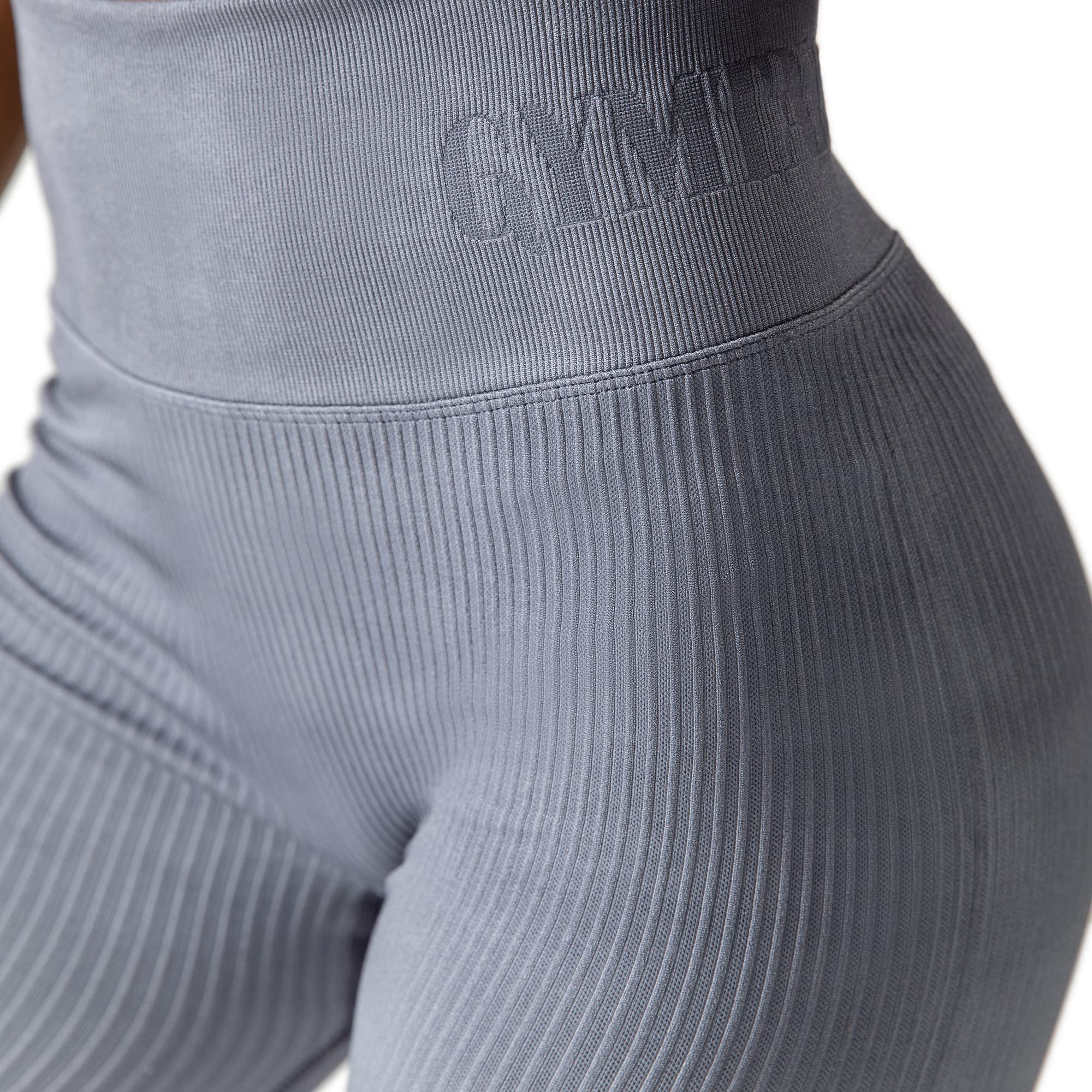 GYMTALENT Scrunch Butt Leggings for Women, Ribbed Seamless High Waisted Gym Leggings Butt Lifting Yoga Pants Tights Elephant Grey L