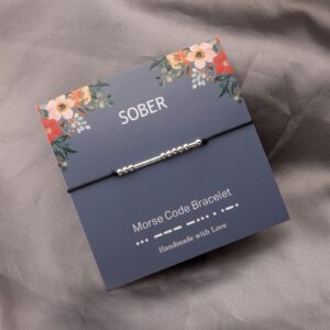 ENSIANTH Sober AF Bracelet Sober Gift Morse Code Bracelet Recovery Gift Sobriety Bracelet New Beginnings Gift (MC sober bra)