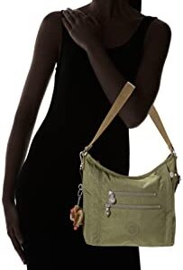 Kipling Womens Women's Belammie Handbag, Organize Accessories, Spacious Interior, Removable Strap, Nylon T Shoulder Bag, Jaded Green Tonal, 10.5 L x 11 H 4 D US