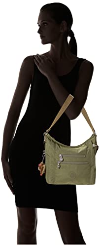 Kipling Womens Women's Belammie Handbag, Organize Accessories, Spacious Interior, Removable Strap, Nylon T Shoulder Bag, Jaded Green Tonal, 10.5 L x 11 H 4 D US