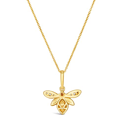 LE VIAN 1/10 Carat White and Chocolate Diamond and Enamel Honey Bee Pendant Necklace for Women in 14k Yellow Gold (Brown, cttw) on 18 Inch Long Chain by LeVian