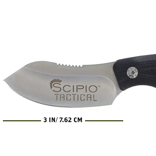 Scipio ST1001 Grunt Fixed-Blade Knife with Protective Leather Sheath, Small, 3" Blade