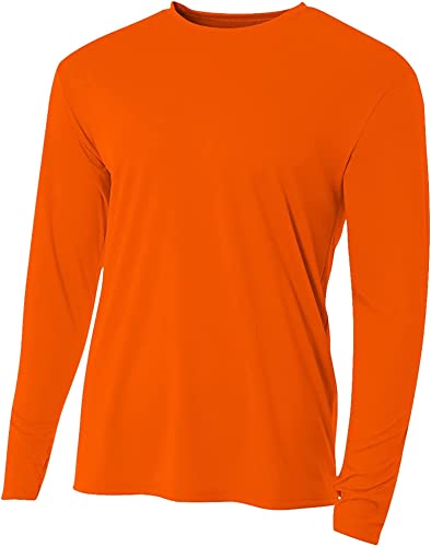 A4 Cooling Performance Long Sleeve Crew - Safety Orange - 2XL