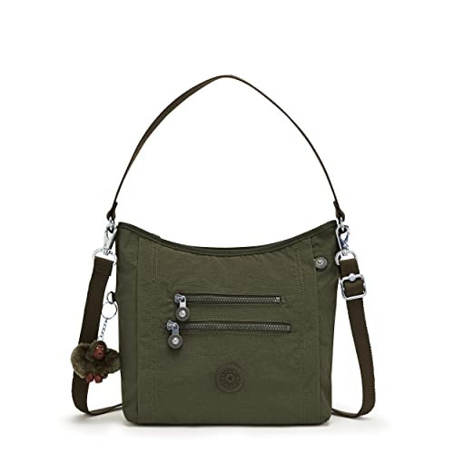 Kipling Womens Women's Belammie Handbag, Organize Accessories, Spacious Interior, Removable Strap, Nylon T Shoulder Bag, Jaded Green Tonal, 10.5 L x 11 H 4 D US