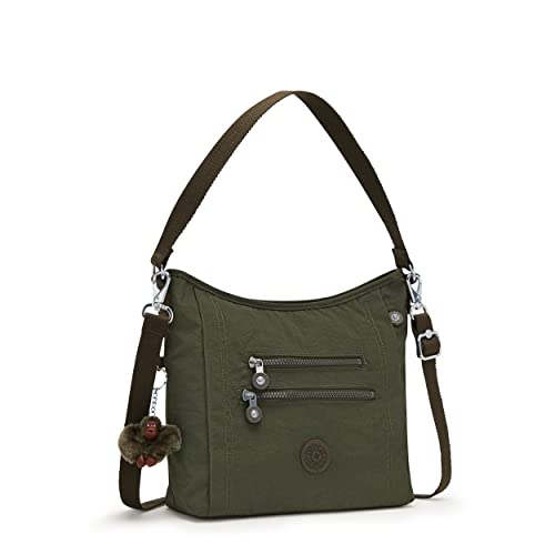 Kipling Womens Women's Belammie Handbag, Organize Accessories, Spacious Interior, Removable Strap, Nylon T Shoulder Bag, Jaded Green Tonal, 10.5 L x 11 H 4 D US