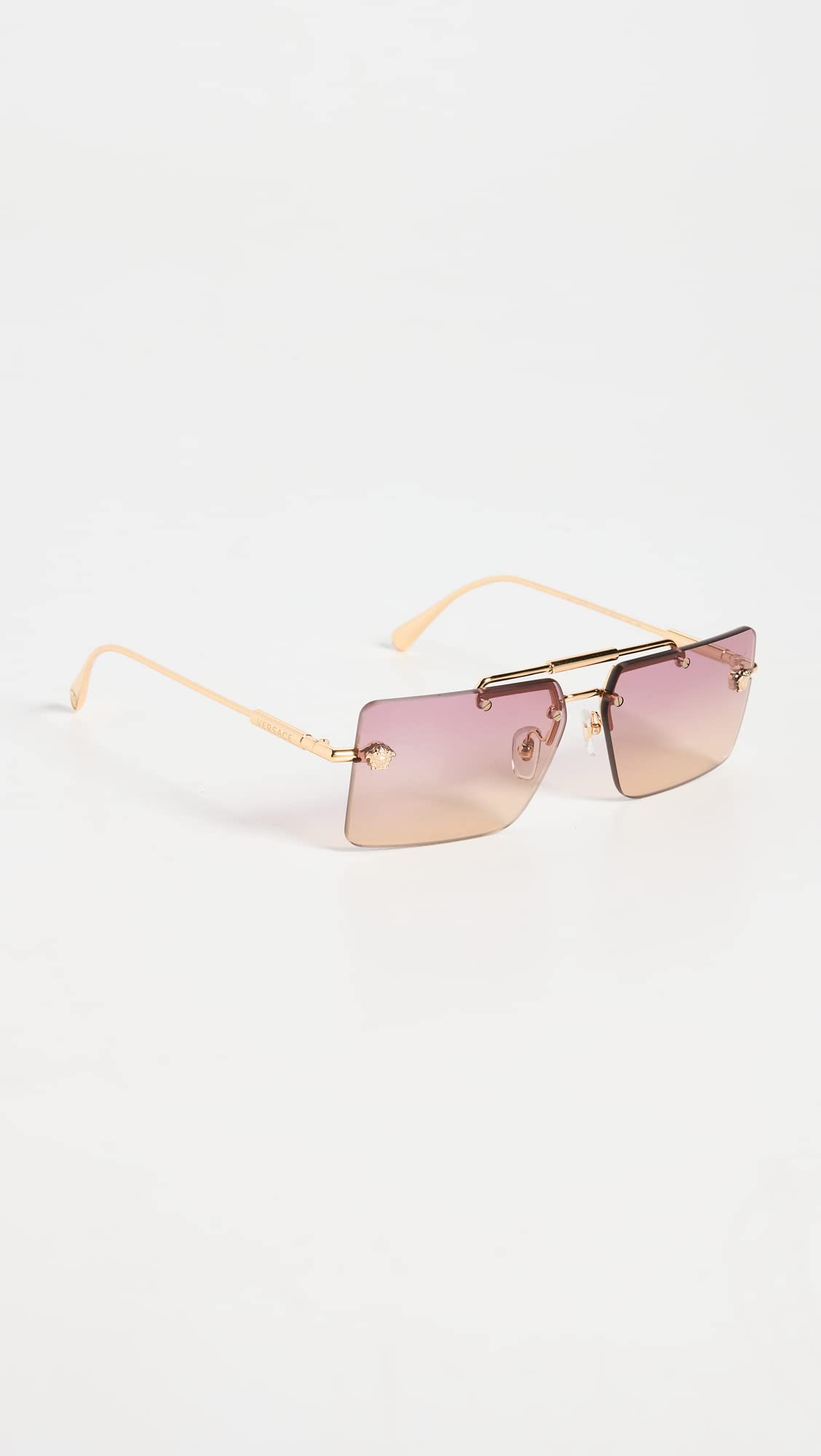 Versace Women's Medusa Rimless Sunglasses, Gold/Clear Orange Fuchsia, One Size