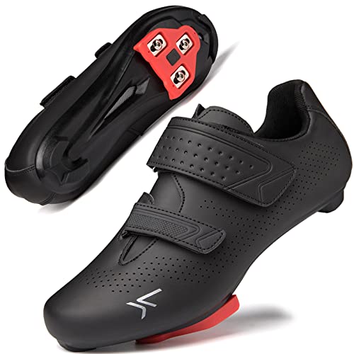 Mens Womens Cycling Shoes Compatible with Pelaton Road Bike Pelaton Shoes Riding Shoes Bicycle Pre-Installed Delta Cleats(1_Black,37)