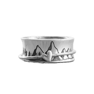 mountain love heart spinning ring keep climbing statement anti anxiety fidget rotate freely inspirations stress relief finger band rings for women men birthday christmas personalized retro jewelry gifts(9)