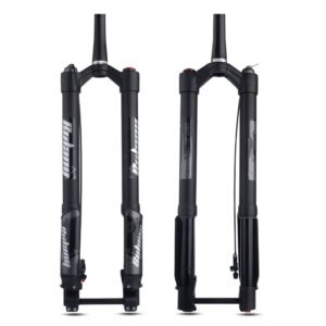 LHHL Bicycles Inverted Fork 26 27.5 29er Bike Air Suspension Fork Travel 140mm 1-1/2"Tapered Remote Lockout Boost Thru Axle 15×110mm Rebound Adjustment Fit XC Mountain Bike