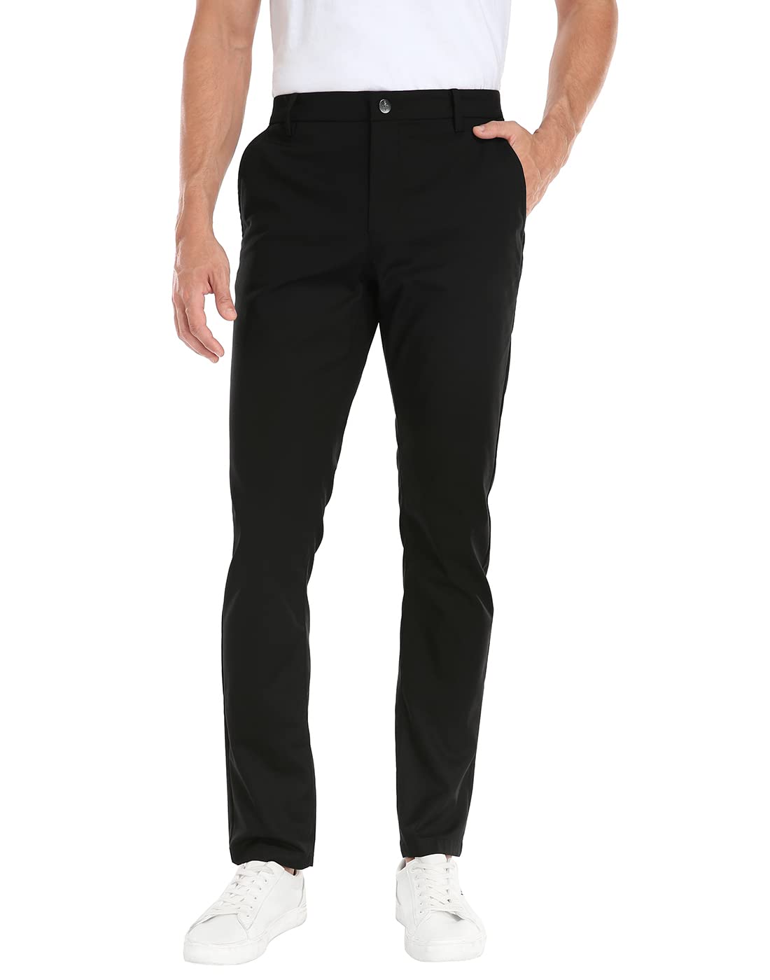 LRD Mens Stretch Golf Pants – Lightweight Performance Slim Fit Golf Pant for Men Black - 34W x 32L