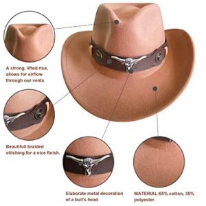 RainFlowwer Cowboy Hat Men, Brown Cowboy Hat for Women, Western Style Hat with Wide Belt Wide Brim