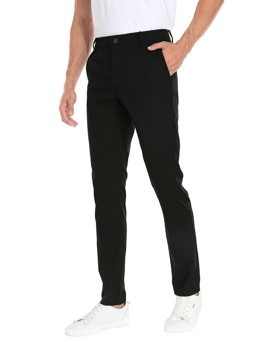 LRD Mens Stretch Golf Pants – Lightweight Performance Slim Fit Golf Pant for Men Black - 34W x 32L