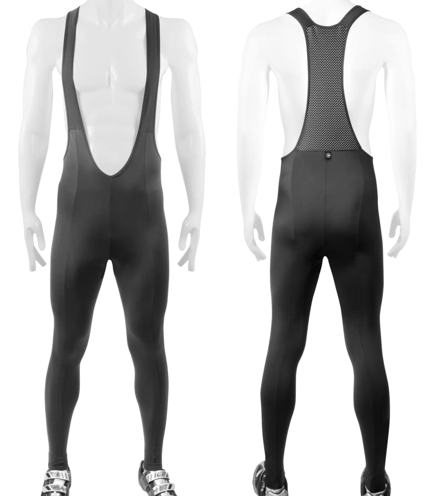 AERO|TECH|DESIGNS | Men's USA Classic Unpadded Thermal Fleece Bib-Tights | Black | Tall Fit | Large