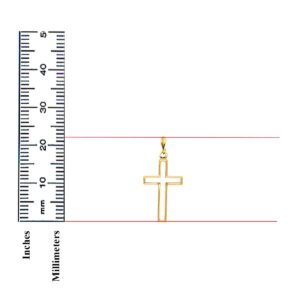 14K Yellow Gold Opening Religious Cross Pendant - Crucifix Charm Polish Finish - Handmade Spiritual Symbol - Gold Stamped Fine Jewelry - Great Gift for Men & Women for Occasions, 22 x 14 mm, 0.4 gms