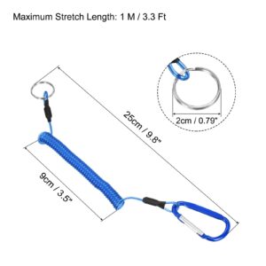 PATIKIL 3.3ft Fishing Tool Lanyard, 6 Pack Safety Cord Spiral Lanyard Tether Retractable with Metal Clip Keychain for Boating Kayak, Blue