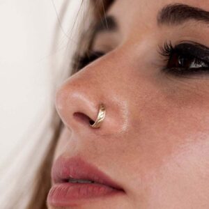 Zeshimb Boho Surgical Steel Hinged Nose Rings Gold Twist Thin Nose Rings Sleeper Tiny Hoop Earrings Septum Ring Helix Ring Nose Stud Handmade Body Piercing Jewelry for Her Gift