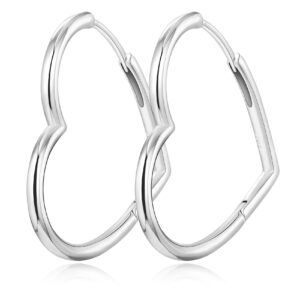 PWUEITR Heart Earrings Lightweight Geometric Hoop Earrings For Women Sweet Love Heart Earrings Valentine's Day Mother's Day Jewelry Gift,silver